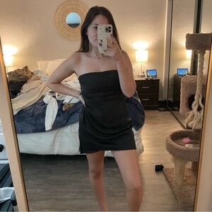 ASOS Satin Bandeau Mini Dress, Black, Size 8